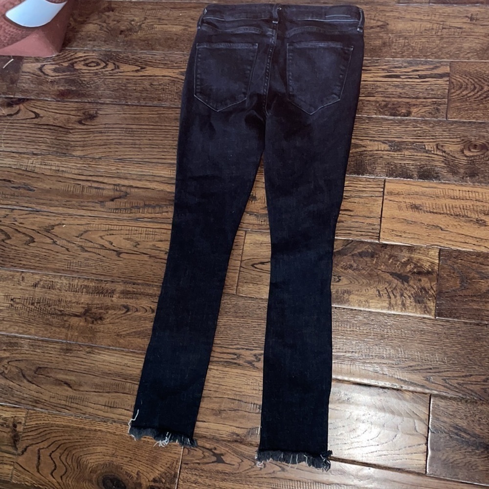 Abercrombie & Fitch Harper Low Rise Ankle Distressed Black Jeans Size 25/0 - Picture 3 of 5